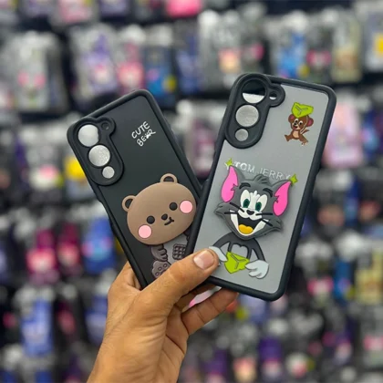 Cute 3D Cartoon Silicone Mobile Back Cover with Pop Socket